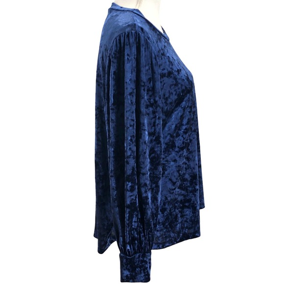 🚨ModCloth NWOT Womens Size 1X Beyond Basic Velvet Long Sleeve Blouse Royal Blue - Picture 3 of 7